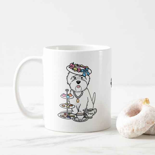 Taza De Café Tea Fiesta Westie - West Highland White Terrier (Con donut)