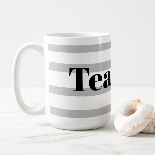 Taza De Café Tea Mug clásica - Gris Hoops (Con donut)