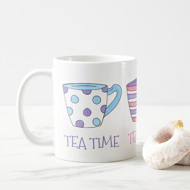 Taza De Café Tea Time Teacups Tea Fiesta Pastel (Con donut)