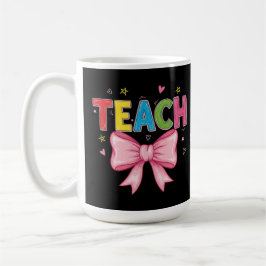 Taza De Café Teach Coquette Bow Crayon Teachers Kids Gracioso