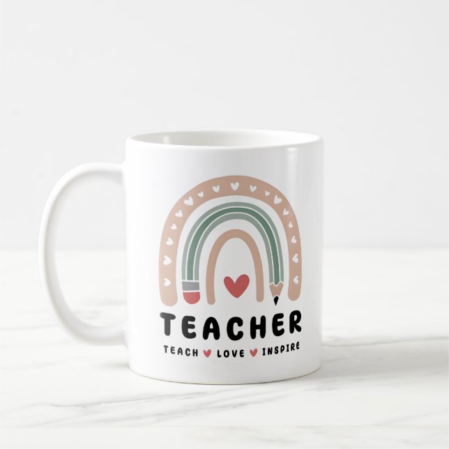 Taza De Café Teach Love Inspire Retro Design (Izquierda)