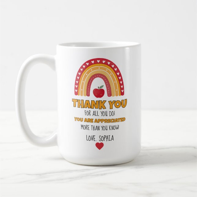 Taza De Café Teacher Appreciation Mug – Thank You Rainbow (Izquierda)