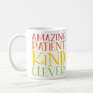 Taza De Café TEACHER atrevido color arcoíris pila de palabras p