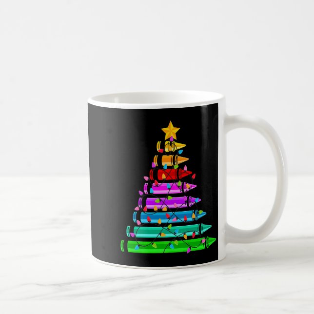 Taza De Café Teacher Christmas Crayon Tree Student Pajama Chris (Derecha)