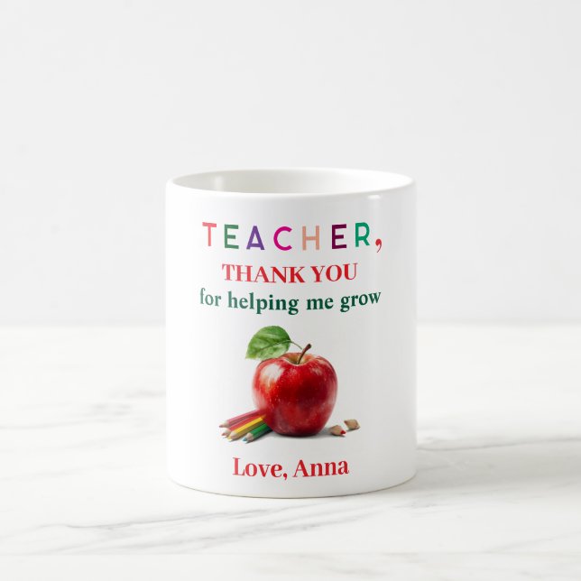 Taza De Café Teacher Gift – Apple Mug with Thank You Message (Centro)