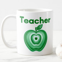 Taza De Café Teacher Green Apple Rings Gift