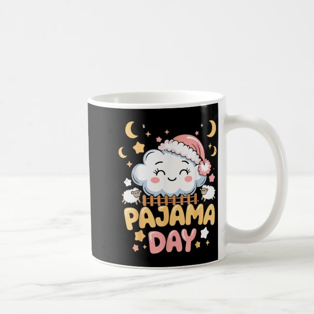 Taza De Café Teacher Pajama Day Shirt, Funny Cloud Sleever Scho (Derecha)