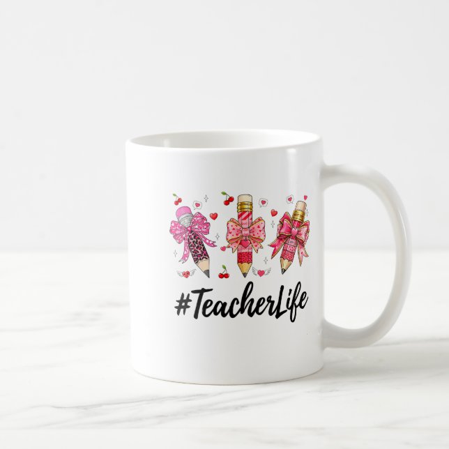 Taza De Café Teacher Valentine Coquette Bow Teacher Valentines  (Derecha)