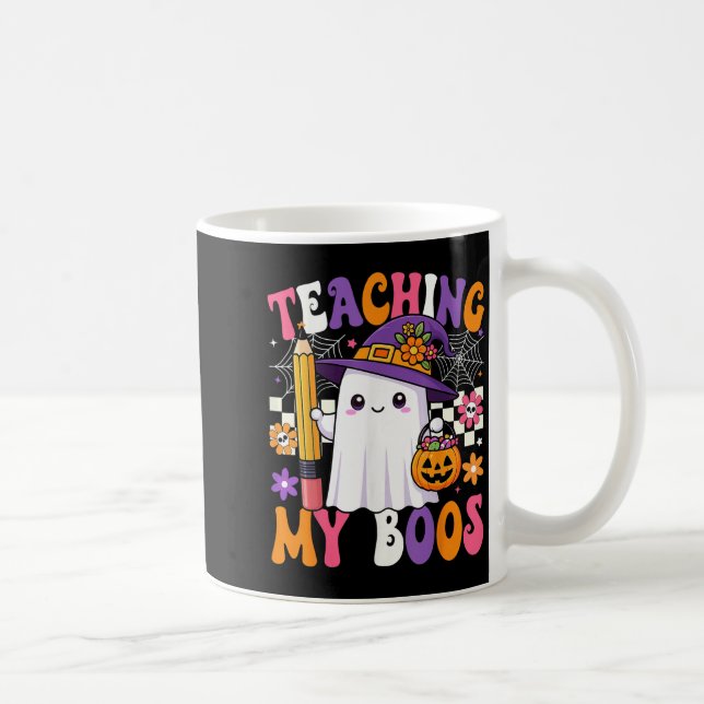 Taza De Café Teaching My Boos Ghost Teacher Cute Pencil Hallowe (Derecha)