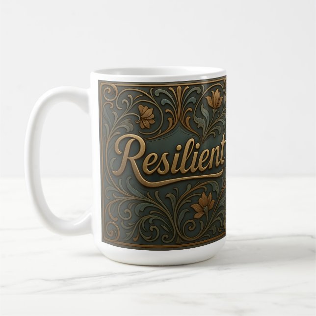 Taza De Café Teal Gold Resilient Affirmation Classic Mug (Izquierda)