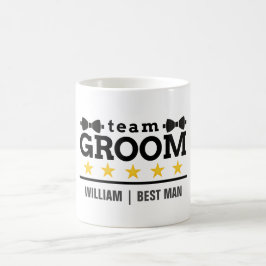 Taza De Café Team Groom | Groomsman | Soltero | Blanco negro