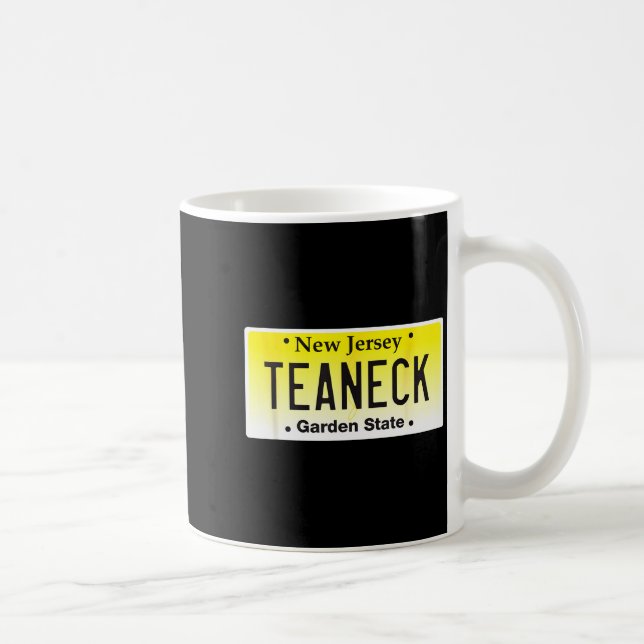 Taza De Café Teaneck New Jersey Hometown Nj License Plate Graph (Derecha)