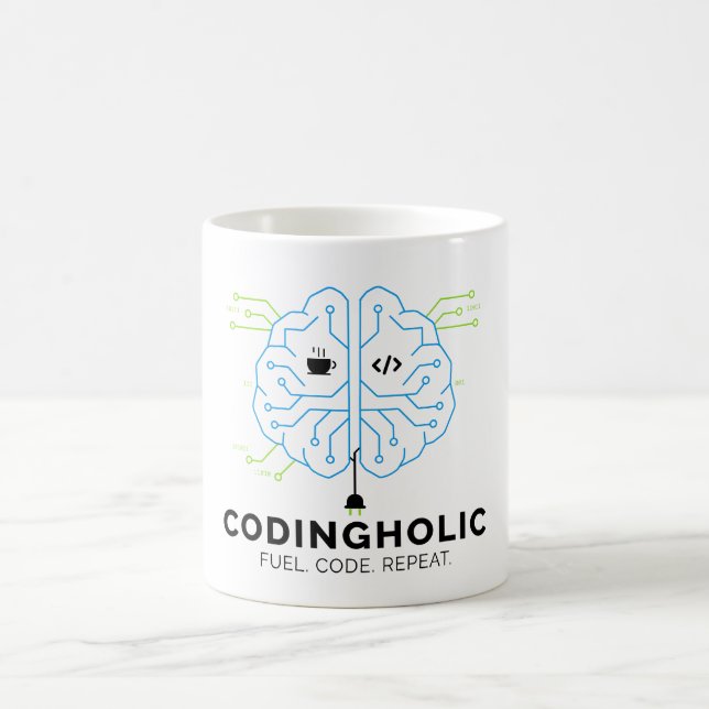 Taza De Café Tech Brain Coding Mug for Programmers & Coders (Centro)