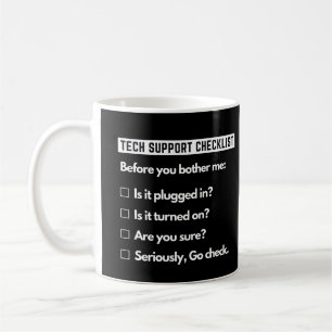 Taza De Café Tech Support Checklist Funny Computer Geek