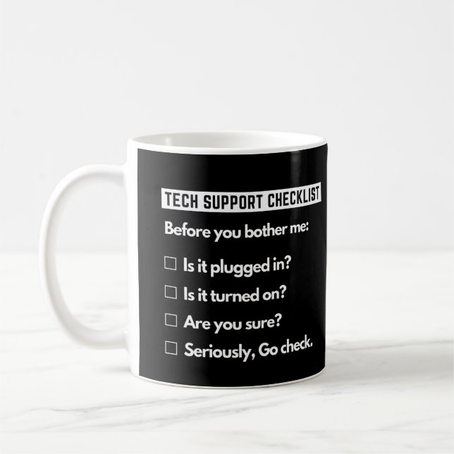 Taza De Café Tech Support Checklist Funny Computer Geek (Izquierda)