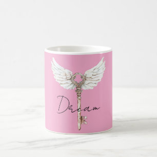 Taza De Café Tecla de plumas de ángel blanco
