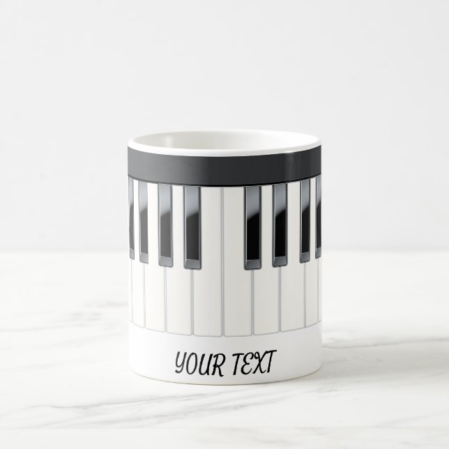 Taza De Café Teclado de teclas de piano de nombre personalizado (Centro)