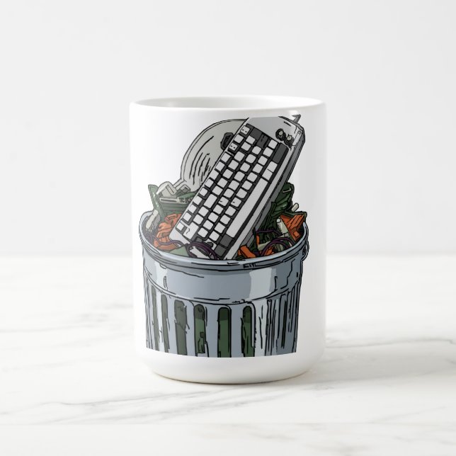 Taza De Café Teclado en cubo de basura (Centro)