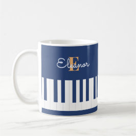 Taza De Café Teclado Musical Monograma Música Teclas de Piano A