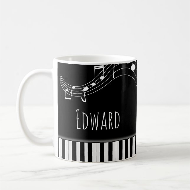 Taza De Café Teclado piano y notas musicales (Izquierda)