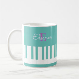 Taza De Café Teclas de piano modernas y elegantes con monograma