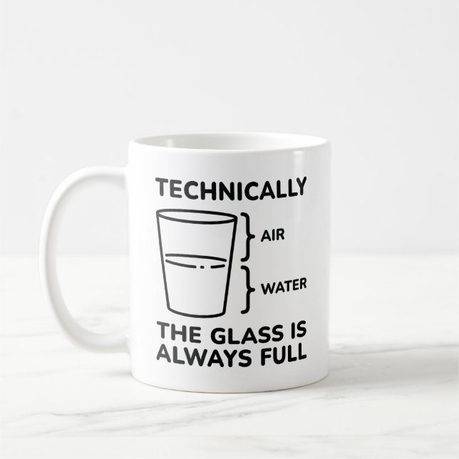Taza De Café Técnicamente, El Vidrio Siempre Está Lleno (Izquierda)