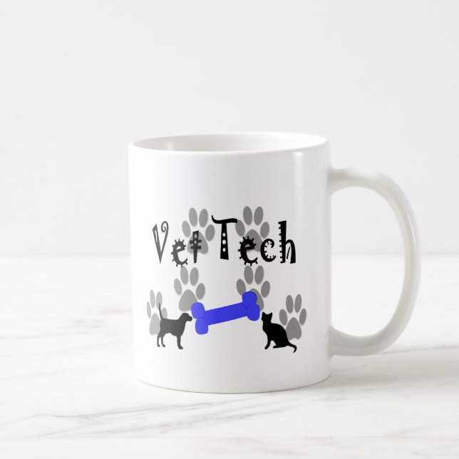 Taza De Café TECNOLOGÍA del veterinario con el hueso de perro (Derecha)