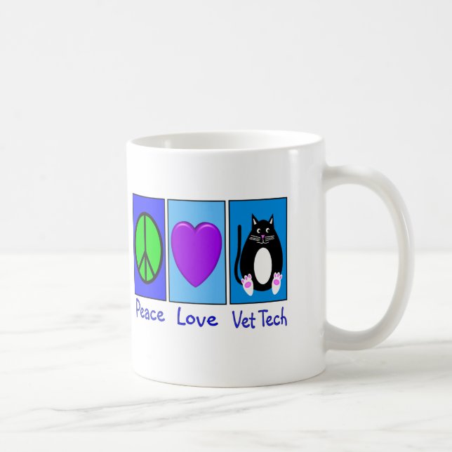 Taza De Café Tecnología del veterinario del amor de la paz (Derecha)