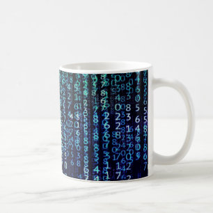 Taza De Café Tecnología Matriz Código binario Azul Verde