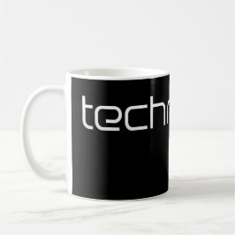 Taza De Café Tecnotexto genial Techno Texto Negro