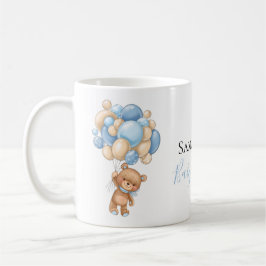 Taza De Café Teddy Bear Balón café azul blanco Mug