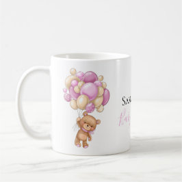 Taza De Café Teddy Bear Balón Café Blanco Rosa Mug