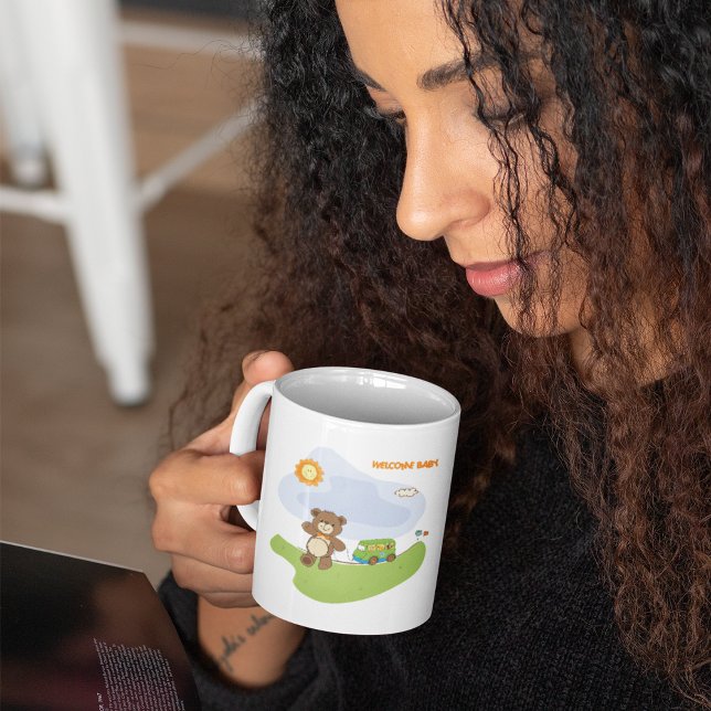 Taza De Café Teddy Bear Bienvenida Bebé Nursera Diseño (Subido por el creador)
