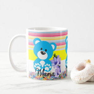 Taza De Café Teddy Bear Pastel Stripe Mug