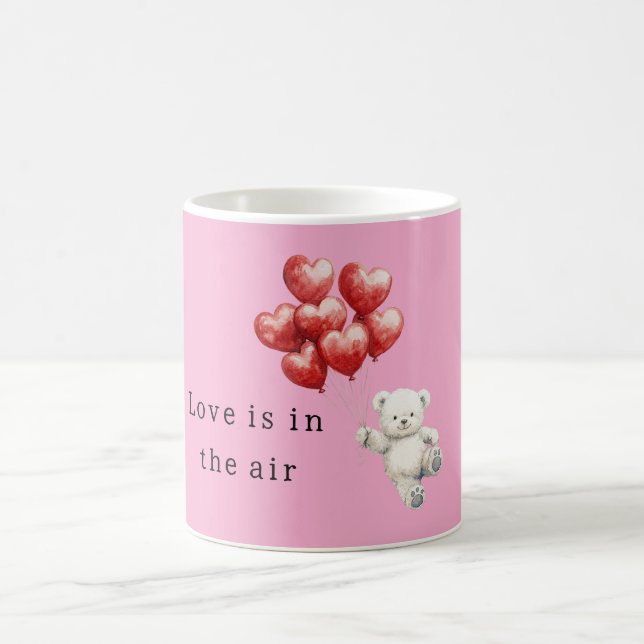 Taza De Café Teddy Bear Red Heart Balloons (Centro)