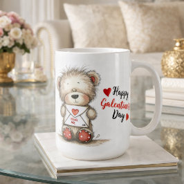 Taza De Café Teddy Bear with Heart-Sealed Envelope