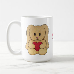 Taza De Café Teddy Bunny con nombre cursivo de mug personalizad
