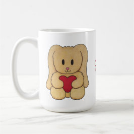 Taza De Café Teddy Bunny con nombre cursivo de mug personalizad