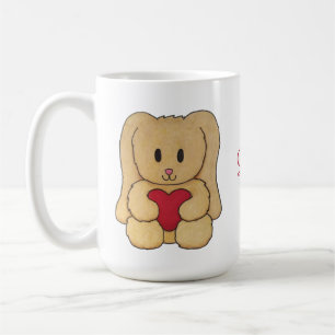Taza De Café Teddy Bunny con nombre cursivo de mug personalizad