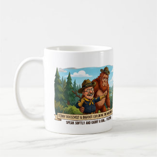 Taza De Café Teddy Roosevelt y Bigfoot divertida caricatura - N