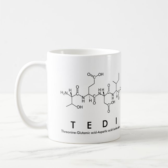 Taza De Café Tedi peptide nombre mug (Izquierda)
