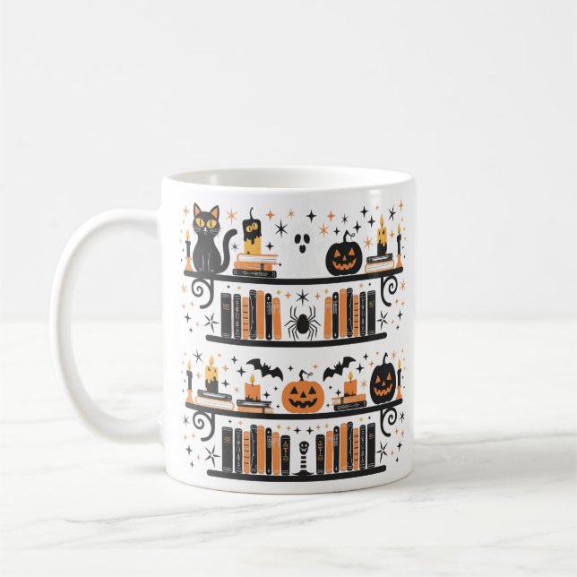 Taza De Café Tee de Halloween Tee de la boquilla del gato espel (Izquierda)