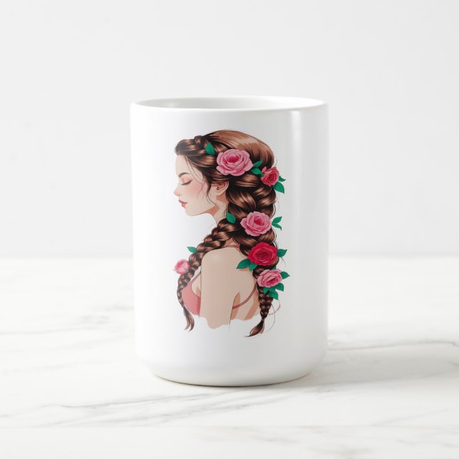 Taza De Café Tee floral de pelo trenzado para mujeres (Centro)