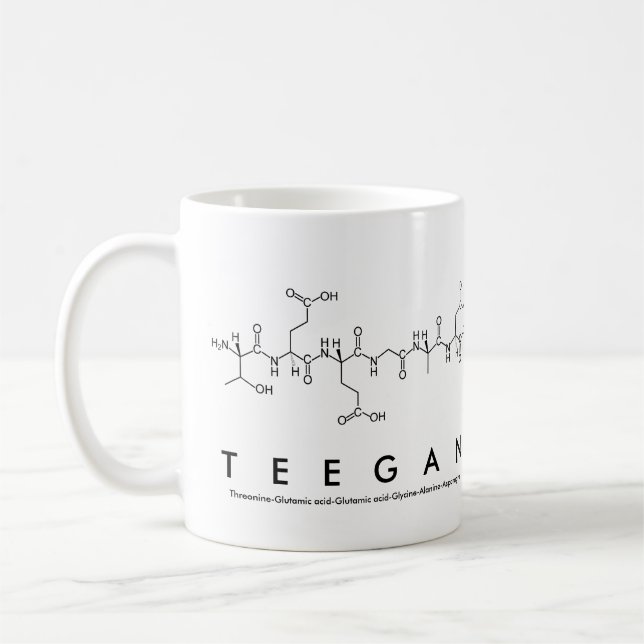 Taza De Café Teegan peptide name mug (Izquierda)
