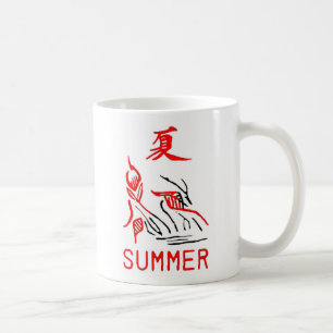 Taza De Café Teja de Mahjong, verano, en el fondo blanco