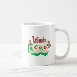 Taza De Café Tejas Ganadoras de Mahjong Diseño Floral