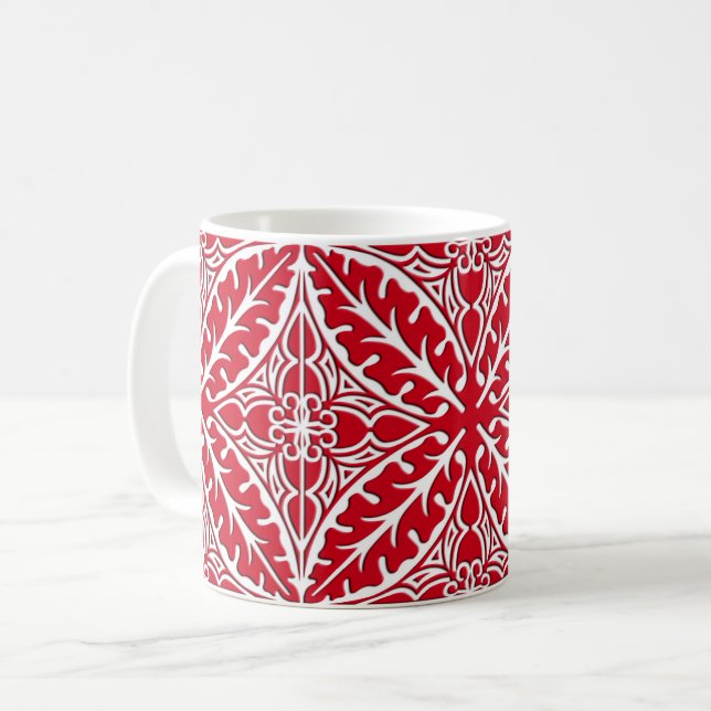 Taza De Café Tejas marroquíes - rojo oscuro y blancas (Anverso izquierdo)