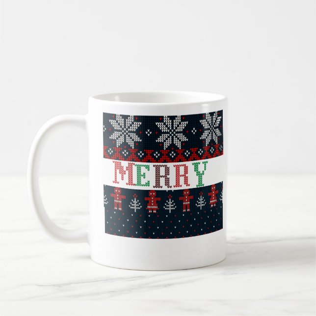 Taza De Café tejer Feliz Navidad (Izquierda)