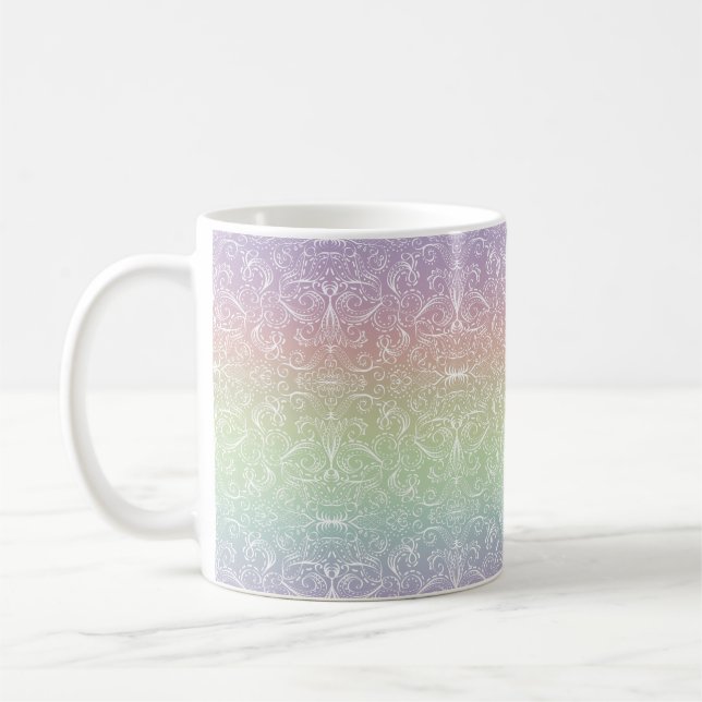 Taza De Café Tejido de patrón de encaje de gradiente de arco ir (Izquierda)