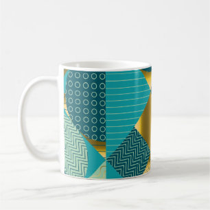 Taza De Café Tejido geométrico vintage, patchwork sin costuras.